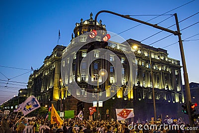 Protest peopl in `volcanic` situacion Editorial Stock Photo